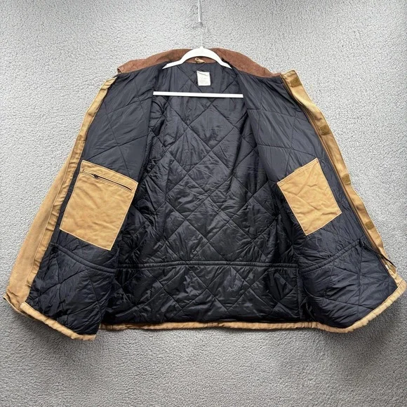 Carhartt Jacket Mens 52 Tall Quilted Lined Canvas Work Coat US GOVT Distressed - Picture 4 of 9